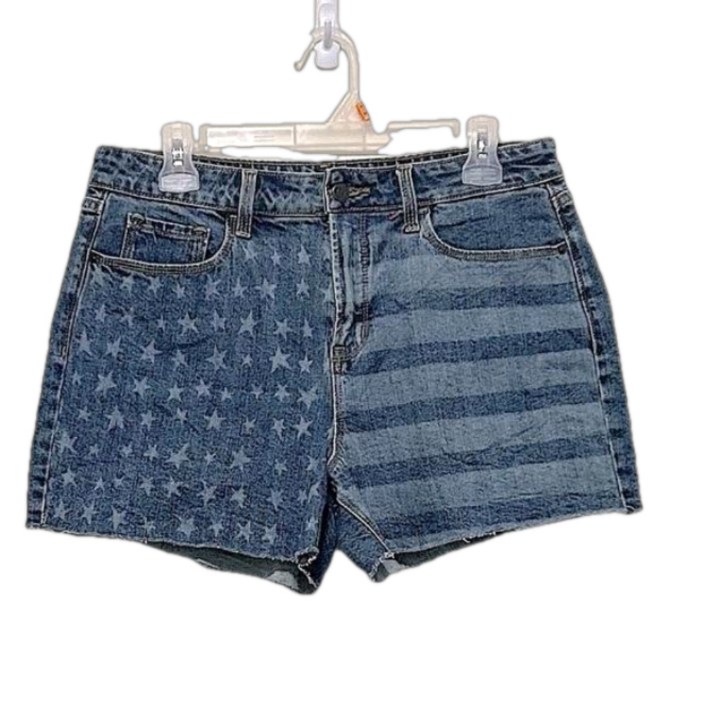 Old Navy Mid Rise Denim Cut-Off Raw Hemline Blue Washed Distressed Shorts Sz 10